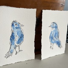 Two X Original Bird Ink Sketch