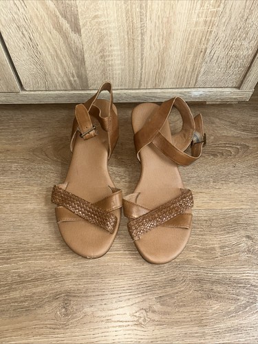 Ladies brown wedge sandals - tu,