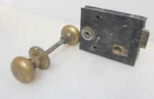 Antique Iron Door Rim Lock Old Victorian Brass Keyhole Keep Latch Knobs Handles