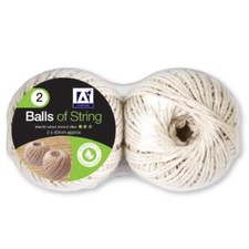 2 Balls Of String - Cotton Twin Ball Craft String 40m Each Strong Long DIY