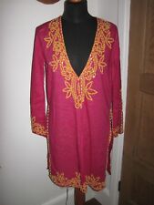 LULU & AND RED 8-10 KAFTAN DRESS HOT PINK NEW LOW V NECK sexy BEACH