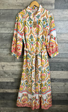 Boden Midi Shirt Dress Size 20 Long Multi Clara Ornamental Floral Puff Sleeves