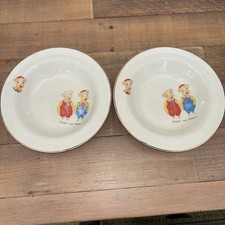 Vintage Staffordshire Potteries Pinky And Perky Cereal Bowl x 2 A2 