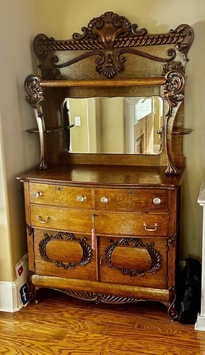 Vintage antique carved - vintage, oak