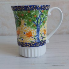 Crown Trent Tapestry Mug Fine Bone China H 11cm Birds Orange Tree Colourful #2