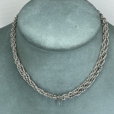 vintage crown Trifari necklace silver plated long chain twisted rope 30''