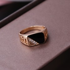 18K GOLD EP BLACK AND ROUND CZ