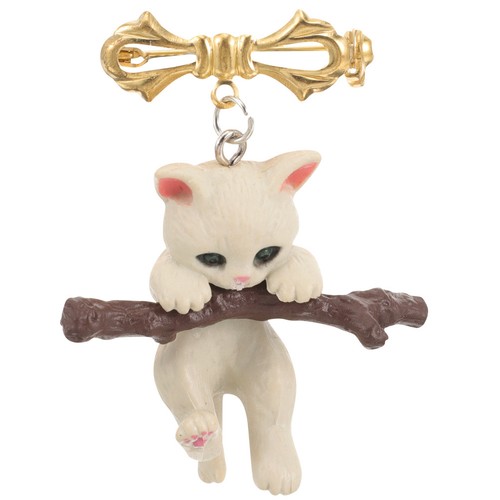Cat hanging branch - branch, brooch