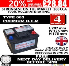 CAR BATTERY 063 12V HEAVY DUTY MAINTENANCE FREE VAUXHALL CORSA 1.0,1.2,1.4 ASTRA
