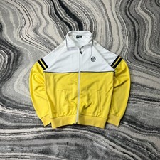 VTG Sergio Tacchini Dallas Full Zip Large Yellow Stripe Funnel Neck Track Jacket
