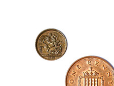 1902 British Edward VII Miniature / Toy Model Sovereign Brass Coin #M127