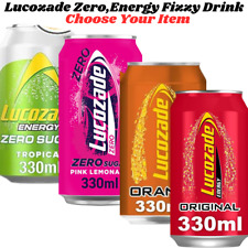 Lucozade Zero Sugar Fizzy Energy Drink Flavored Low Calorie Powered Vitamin Cans