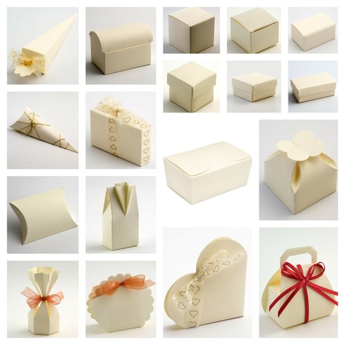 Ivory silk favour boxes and - ivory,