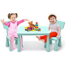 3 Piece Kids Table and Chair Set Toddler Activity Desk and Chairs-Green