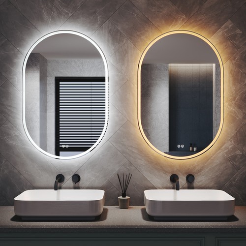 Oval led bathroom - bathroom, mirror