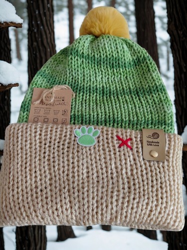 Hand knitted bobble pompom - hand,