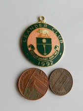 A GREEN ENAMEL MEDAL/FOB, LEANDER ROWING CLUB 1992,  HENLEY ROYAL REGATTA.