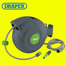 Draper 15046 Garden Hose Reel Auto Retractable 20m Wall Mounted Outdoor Hosepipe