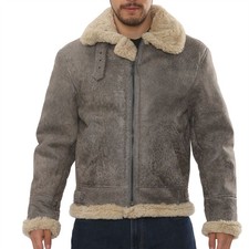 Men's Grey Shearling Leather
