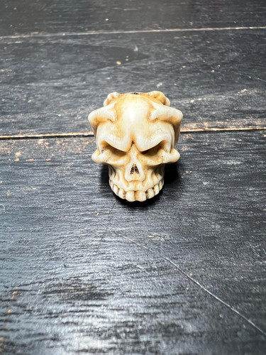 Hand carved deer antler skull - deer,