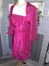 IRRESISTIBLE FUCHSIA PINK TIERED MOTHER OF THE BRIDE DRESS SUIT WEDDING SIZE 14