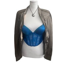 Miss Sixty faux leather jacket soft gold metallic size Small 