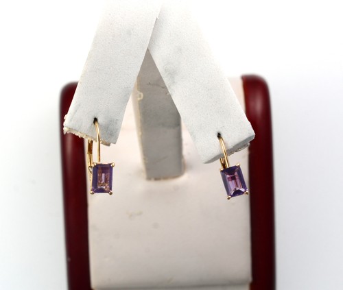 Amethyst emerald cut earrings - amethyst,