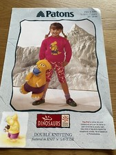 Patons Dinosaur Toy & Jumper DK Knitting pattern  - 20 to 26inch