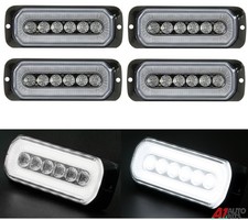 4X White Halo Ring Dual Function Multi Purpose LED Warning Light Flash Strobe