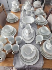 Chodziez Iwona Vintage Dinner Service Set White/Gold, Made in Poland