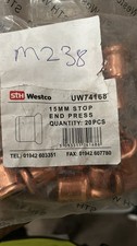Press Fit Copper  15mm Stop End Cap-Water WRAS Approved 20 Pcs Stained Packaging