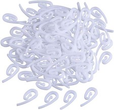 100 Pieces White Hooks Sliding Curtain Window Glider 2.8x1.2cm Plastic White