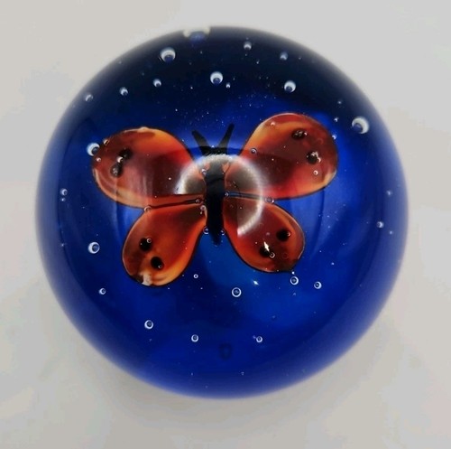 Art glass paperweight red - art,