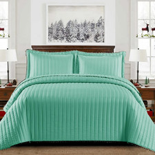 Quilted Bed Throw Pom Pom