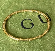 BAMBOO 18K Gold Plated Hinged Bangle Bracelet NEW￼