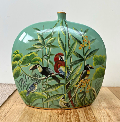 Hand painted ceramic vase - painted,
