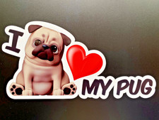 x1 I Love My Pug Stickers Top Quality Dog Lover Pedigree 16cm x 8.0cm Pet Puppy
