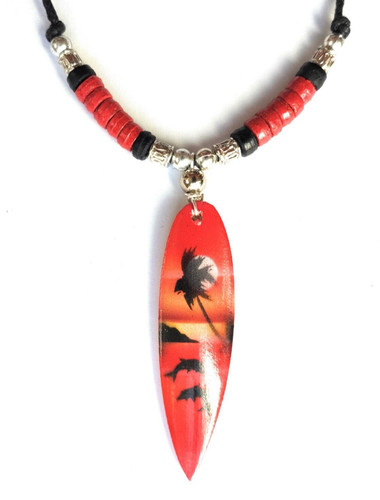 Surf surfer necklace red - , bead