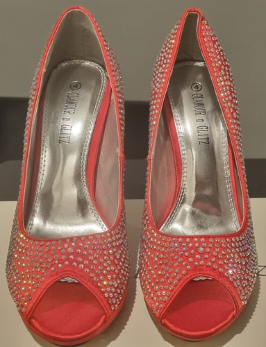 Women red satin rhinestone - women's,
