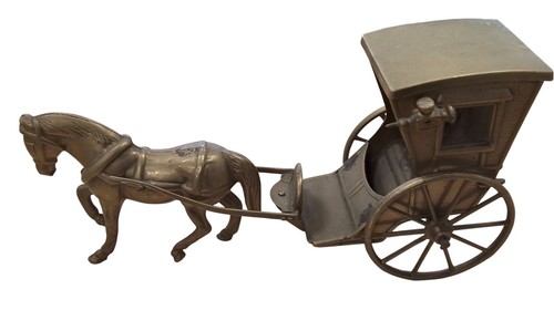 Vintage brass horse - brass, cart