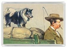 KEESHOND ON A CART DOG ART