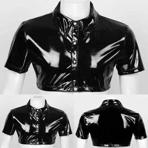 Men pvc patent leather crop - leather,