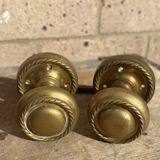 Antique Brass Door Knobs / Handles Beautiful Rare Architectural Salvage Pair