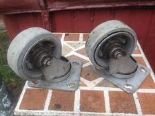 2 vintage industrial Metal Wheel casters Steam Punk swivel 4in diam Colson