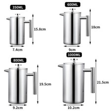 Household Cafetiere French Press Coffee Maker Stainless Steel Coffee Plunger UK