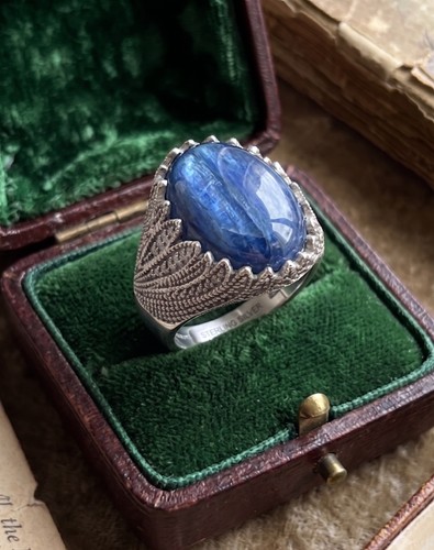 Natural blue kyanite - natural, ring