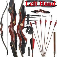 60"Archery Recurve Bow Left Hand 25-50LBS Laminated Limbs Outdoor Hunting Target
