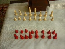 ANTIQUE  BONE CHESS SET - COMPLETE  WITH BOX.