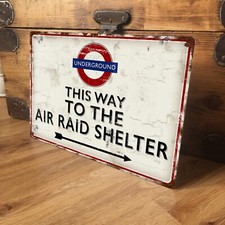 Air raid shelter metal sign - air,