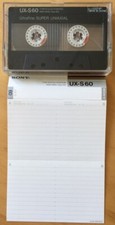 SONY UX-S60 VINTAGE USED CASSETTE TAPE UX-S 60 1986/87 NO WRITING ON THE CARD